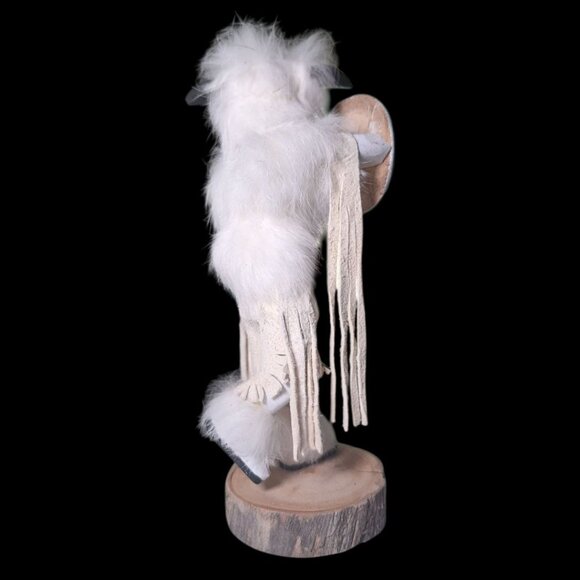 Kachina Doll White Buffalo Warriors FBB Signed Handmade Fur Wood 10 Inch Native - Picture 5 of 12